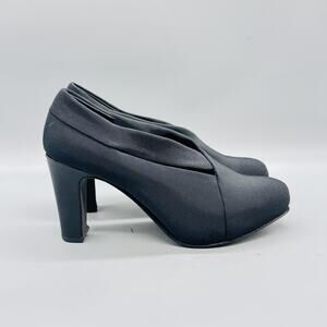 Eileen Fisher Shoes Womens 7 Black Slip On Block Heel Round Toe Dress Pumps‎ Vtg